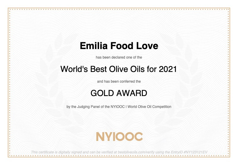 Extra Virgin Olive Oil "Colline di Romagna" DOP GOLD AWARD at NYIOOC (Buy 3 get 1 FREE)